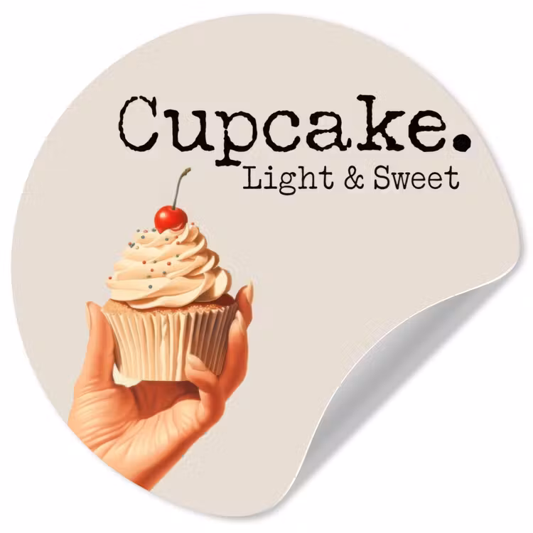 Cupcake - Zoet - Kers Wandcirkel behangsticker klein -3d