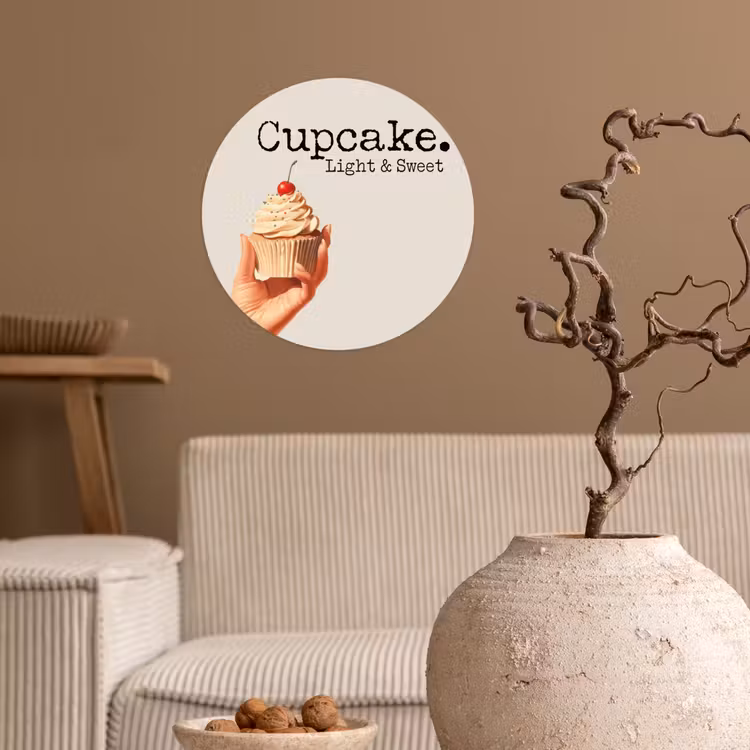 Cupcake - Zoet - Kers Wandcirkel behangsticker klein -sfeer1