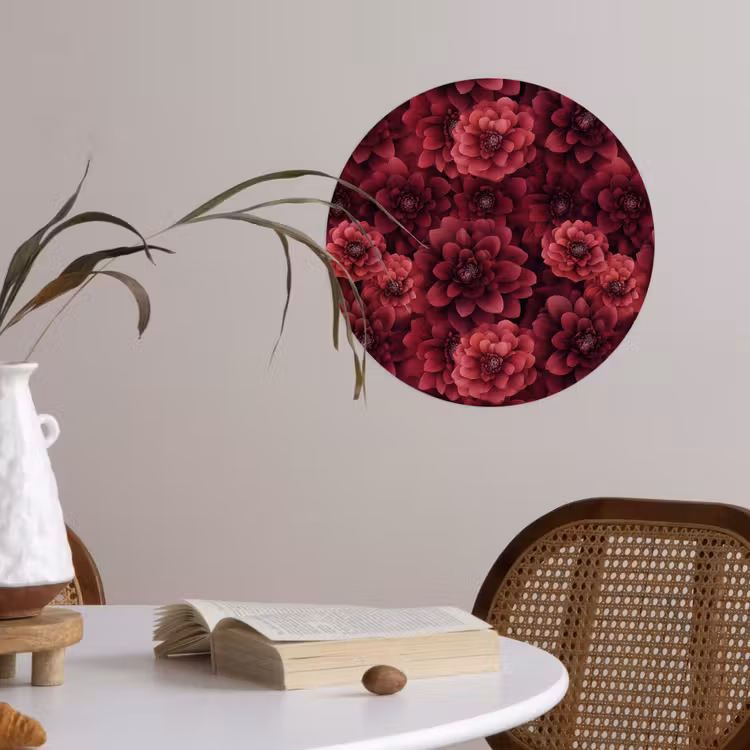 Dahlias - Bloemen - Rood Wandcirkel behangsticker klein 186 -sfeer3