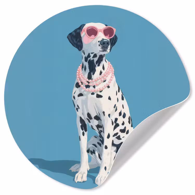Dalmatiër - Zonnebril - Blauw Wandcirkel behangsticker klein -3d