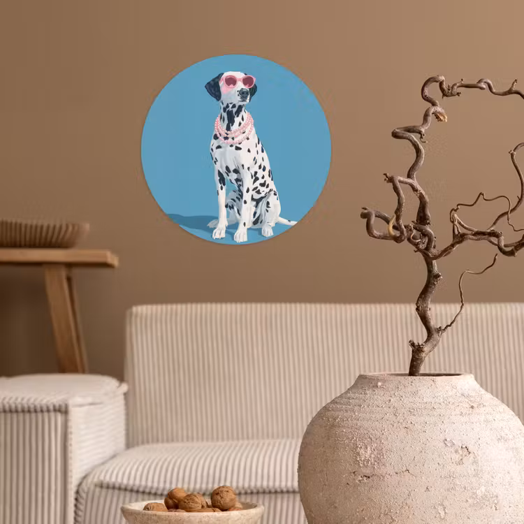 Dalmatiër - Zonnebril - Blauw Wandcirkel behangsticker klein -sfeer1