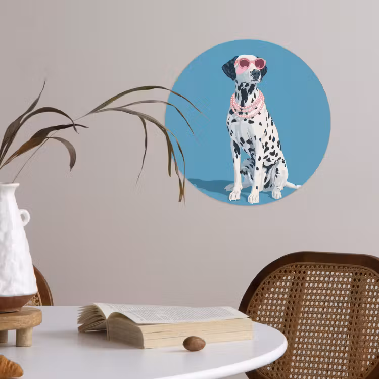 Dalmatiër - Zonnebril - Blauw Wandcirkel behangsticker klein -sfeer3