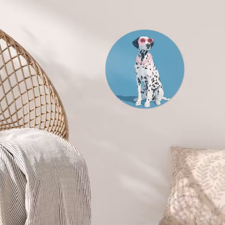Dalmatiër - Zonnebril - Blauw Wandcirkel behangsticker klein -sfeer4