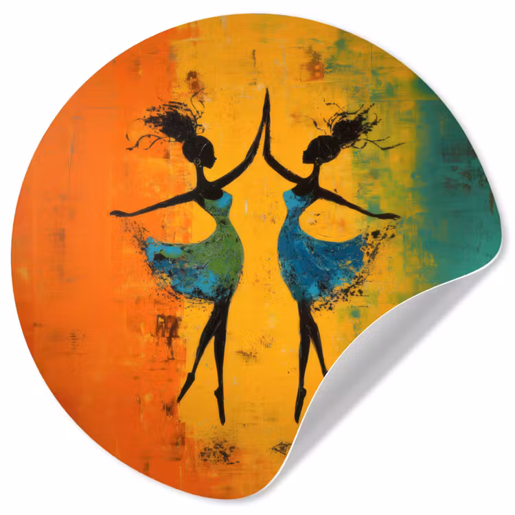 Dansen - Vrouwen - Verfstructuur Wandcirkel behangsticker klein -3d