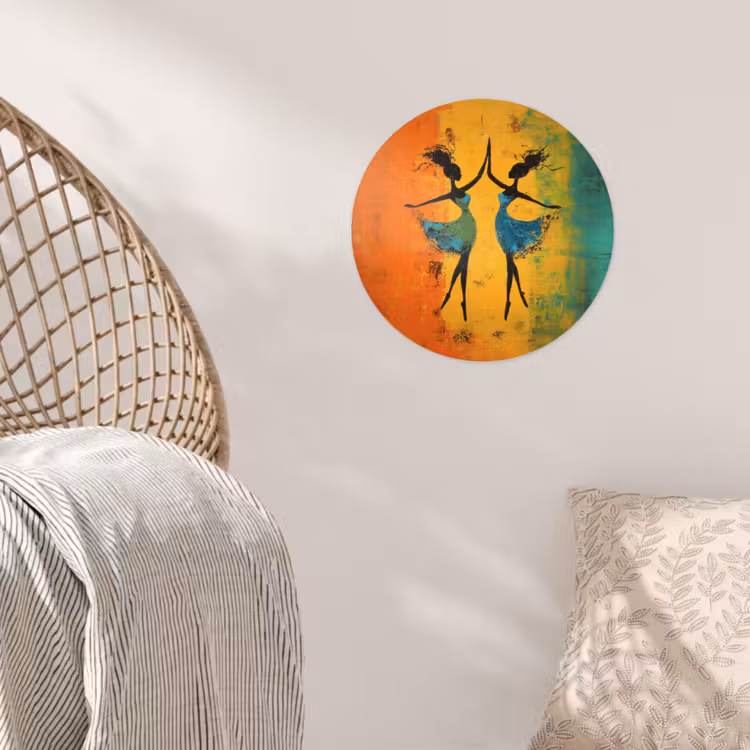 Dansen - Vrouwen - Verfstructuur Wandcirkel behangsticker klein -sfeer4