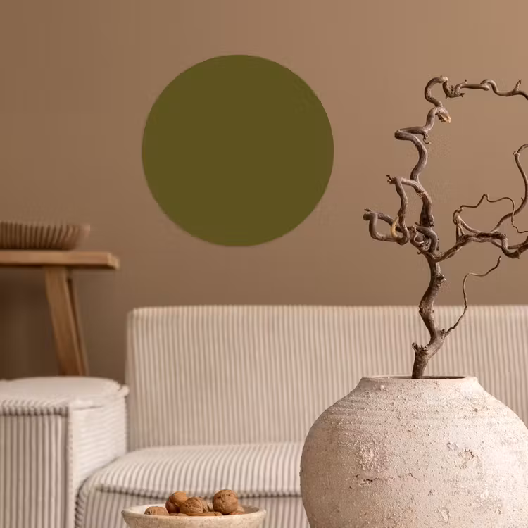 Dark - Olive - Groen Wandcirkel behangsticker klein 186 -sfeer1