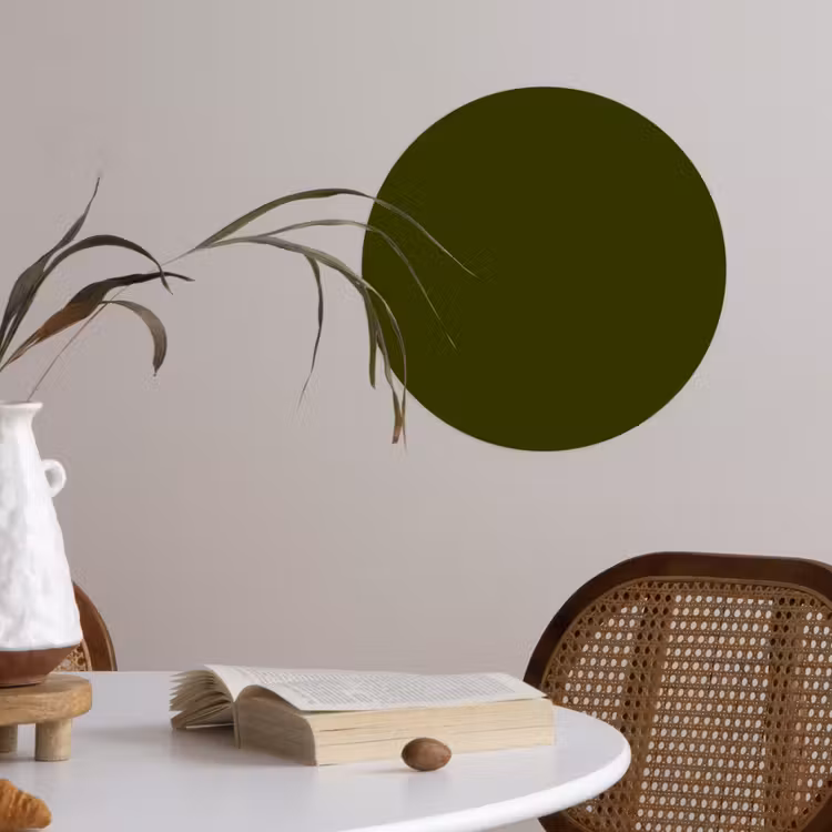 Dark - Olive - Groen Wandcirkel behangsticker klein 186 -sfeer3