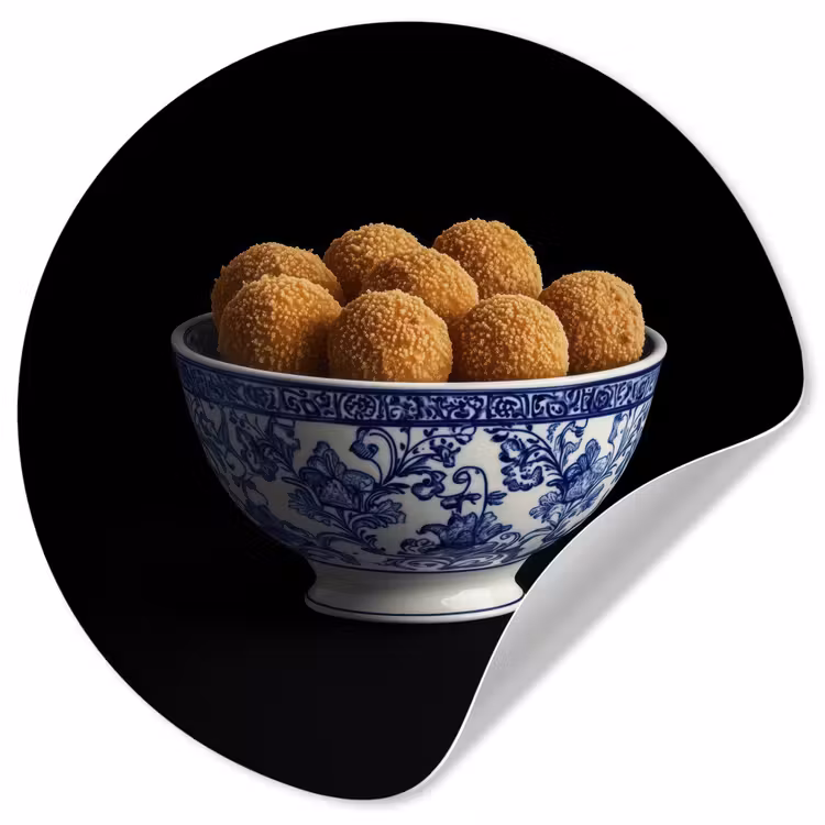 Delfts blauw - Bitterballen - Holland - Schaal Wandcirkel behangsticker klein -3d