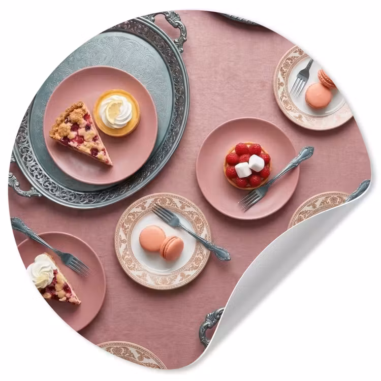 Dessert - Taart - Gebak - Zoet - Roze Wandcirkel behangsticker klein -3d