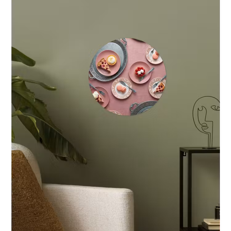 Dessert - Taart - Gebak - Zoet - Roze Wandcirkel behangsticker klein -sfeer2