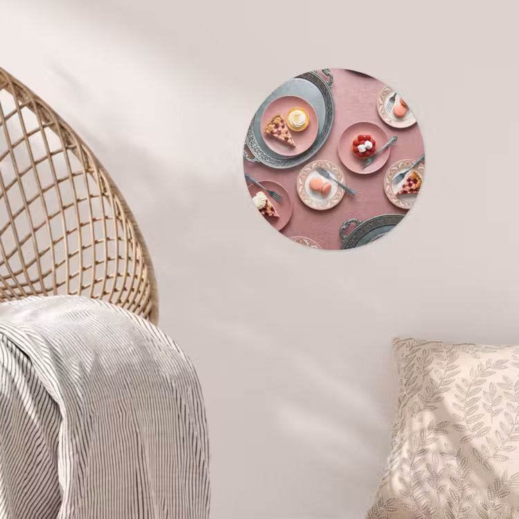 Dessert - Taart - Gebak - Zoet - Roze Wandcirkel behangsticker klein -sfeer4
