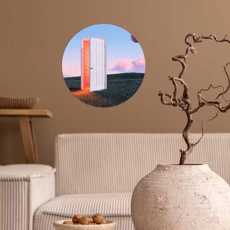 Behangcirkel - Deur - Fantasie - Ruimte - Deur - Fantasie - Ruimte Wandcirkel behangsticker klein