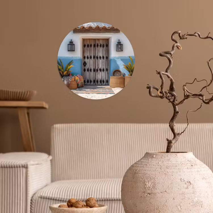 Deur - Manden - Planten Wandcirkel behangsticker klein -sfeer1