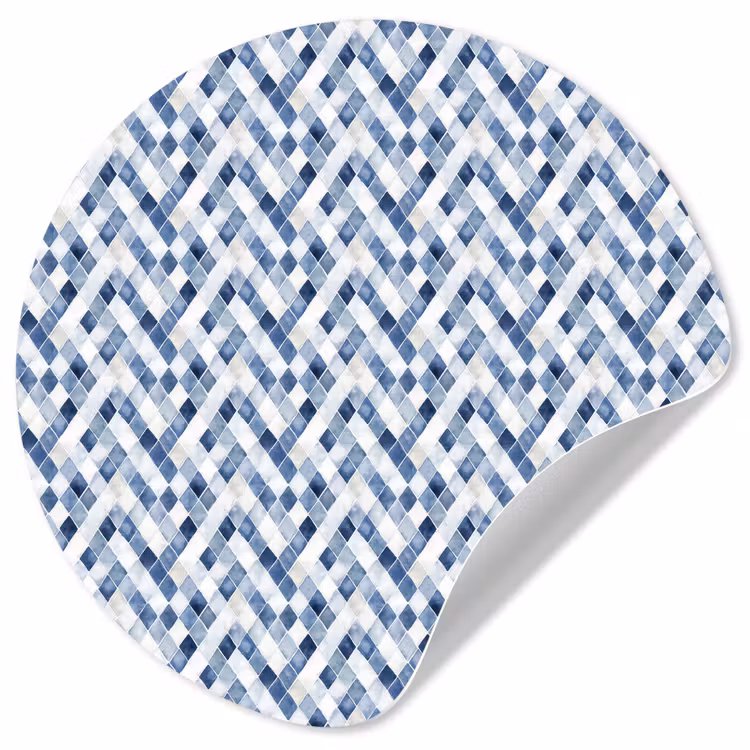 Diamant - Patroon - Blauw - Wit Wandcirkel behangsticker klein 186 -3d