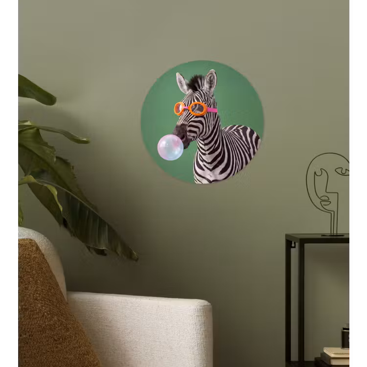 Dier - Bril - Bel - Modern - Groen Wandcirkel behangsticker klein -sfeer2