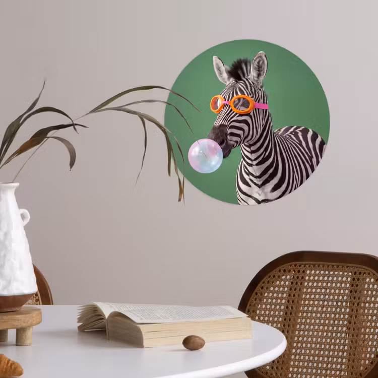 Dier - Bril - Bel - Modern - Groen Wandcirkel behangsticker klein -sfeer3
