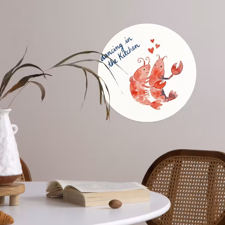 Dier - Dans - Liefde - Waterverf - Rood Wandcirkel behangsticker klein -sfeer3