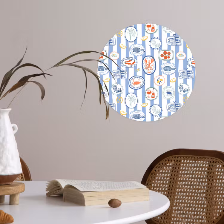 Zee - Sfeer - Kreeft - Oester Wandcirkel behangsticker klein 186 -sfeer3