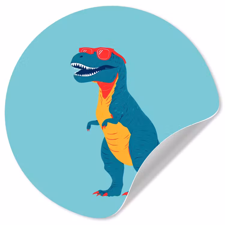 Dinosaurus - Blauw - Zonnebril Wandcirkel behangsticker klein -3d