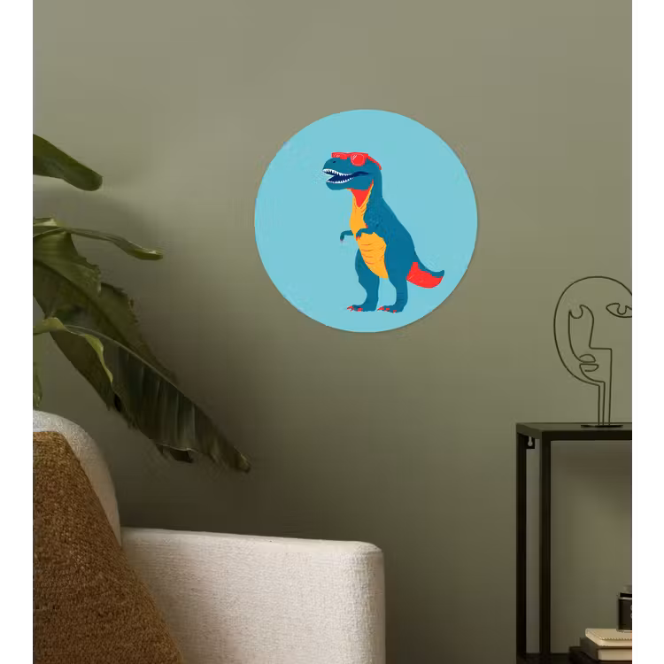 Dinosaurus - Blauw - Zonnebril Wandcirkel behangsticker klein -sfeer2