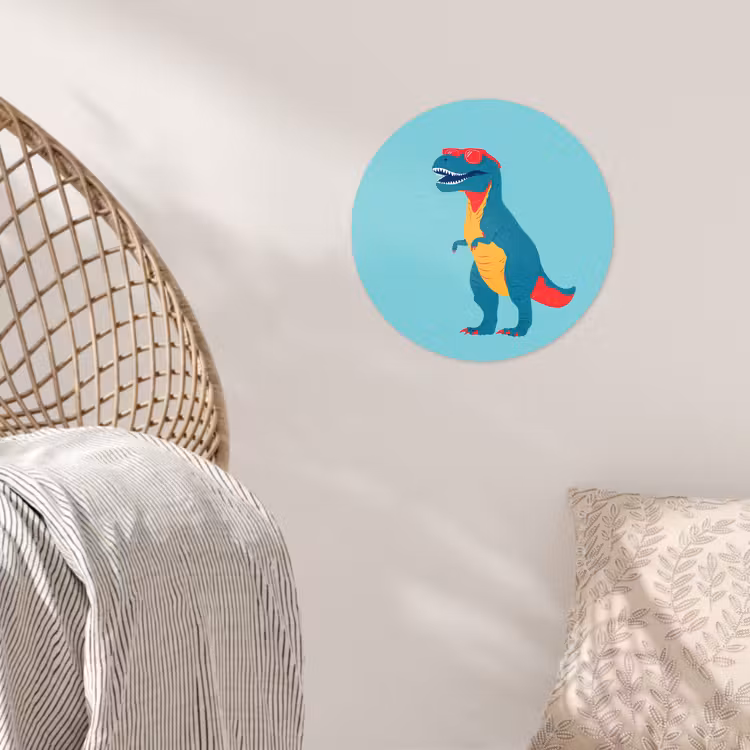 Dinosaurus - Blauw - Zonnebril Wandcirkel behangsticker klein -sfeer4