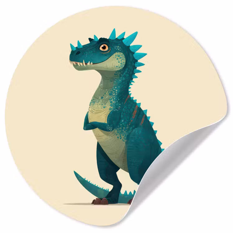 Dinosaurus - Turquoise - Stekels Wandcirkel behangsticker klein -3d