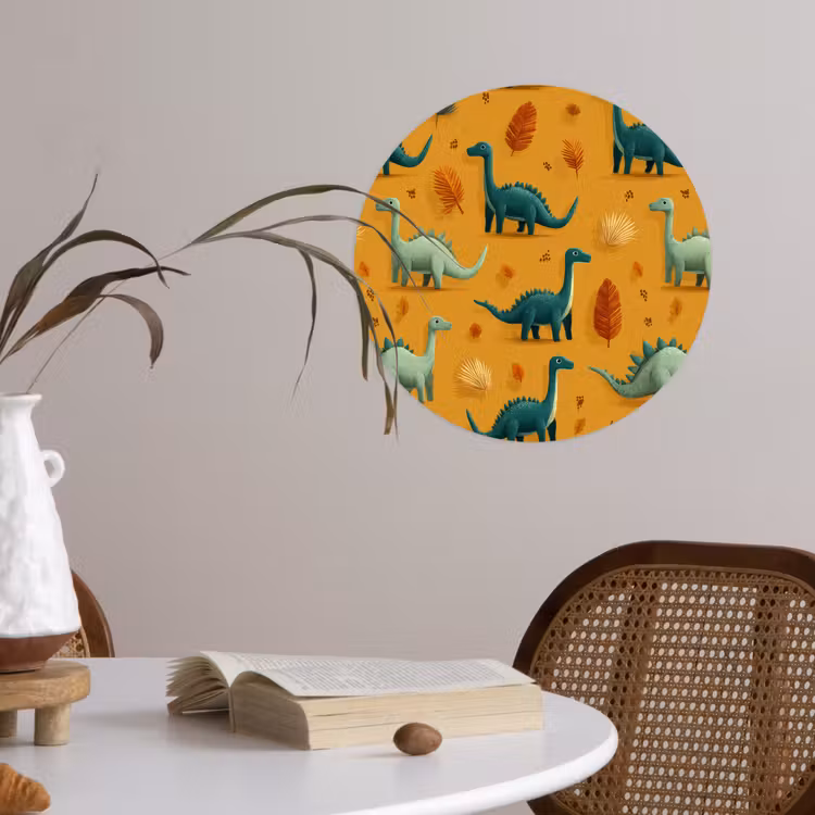 Dinosaurussen - Stekels - Herfstbladeren - Bruin Wandcirkel behangsticker klein -sfeer3