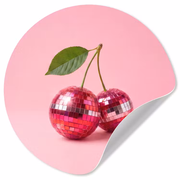 Disco - Kersen - Roze Wandcirkel behangsticker klein -3d