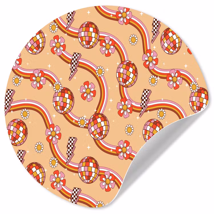 Disco - Patroon - Lijnen Wandcirkel behangsticker klein 186 -3d