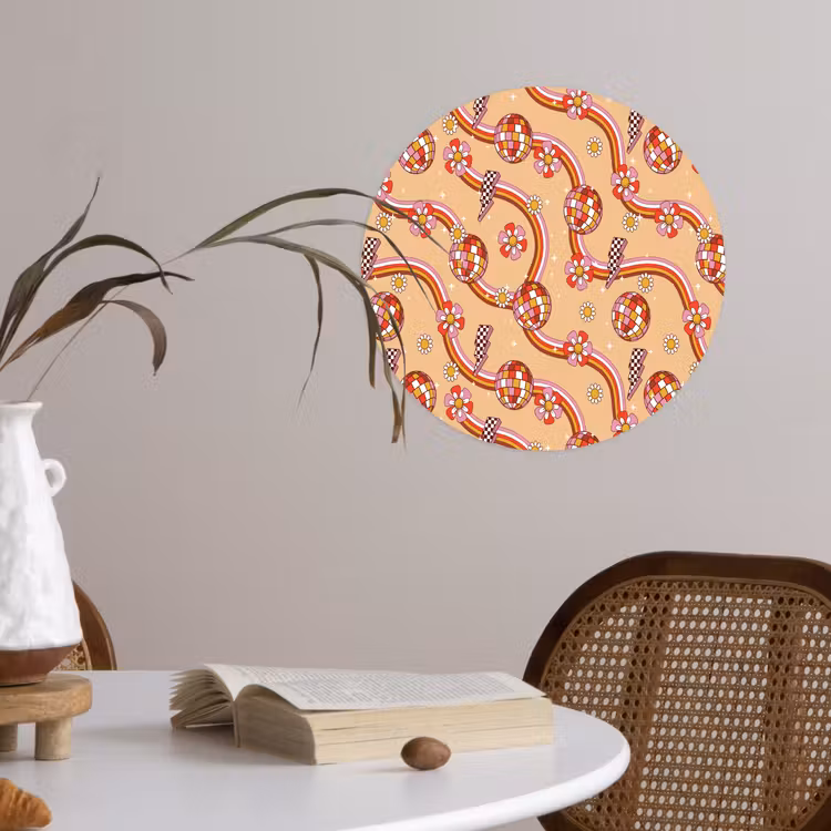 Disco - Patroon - Lijnen Wandcirkel behangsticker klein 186 -sfeer3