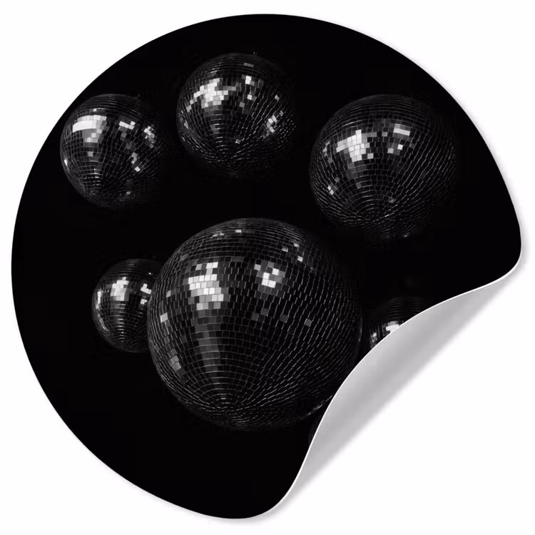 Discoballen - Minimalistisch - Zwart Wandcirkel behangsticker klein -3d