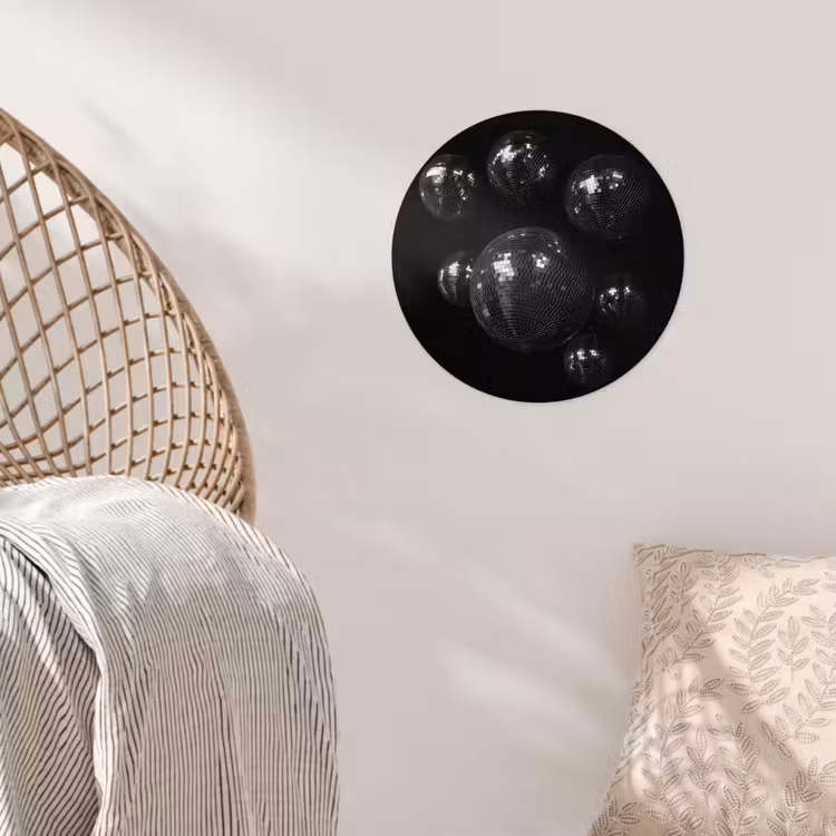 Discoballen - Minimalistisch - Zwart Wandcirkel behangsticker klein -sfeer4
