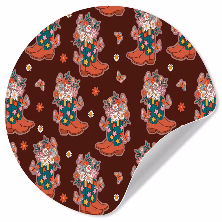 Donker - Cowboy - Laars - Patroon Wandcirkel behangsticker klein 186 -3d