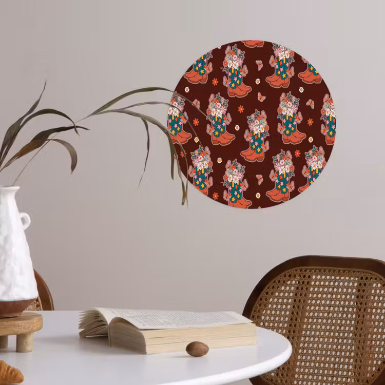 Donker - Cowboy - Laars - Patroon Wandcirkel behangsticker klein 186 -sfeer3