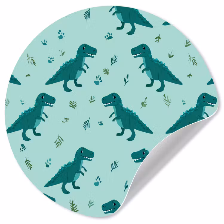Donkergroen - Dinosaurussen - Afdrukken - Bladeren Wandcirkel behangsticker klein -3d
