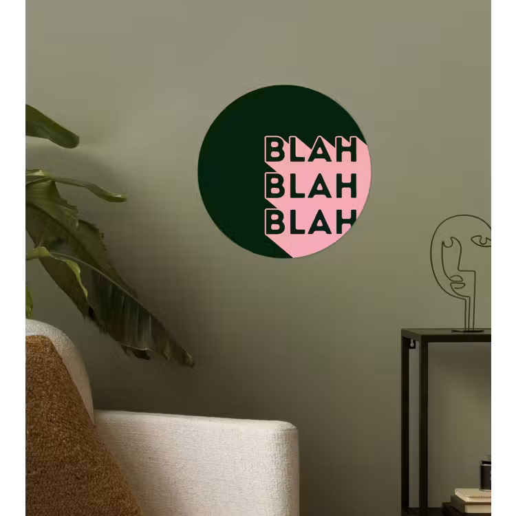 Donkergroen - Tekst - Schaduw - Grafisch Wandcirkel behangsticker klein -sfeer2