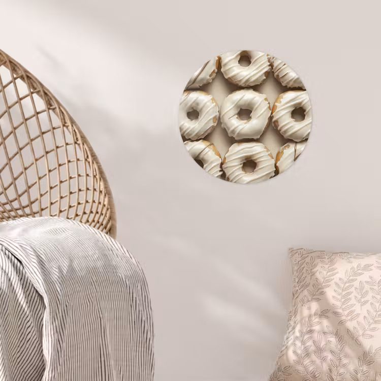 Donuts - Chocolade - Wit - Beige Wandcirkel behangsticker klein -sfeer4