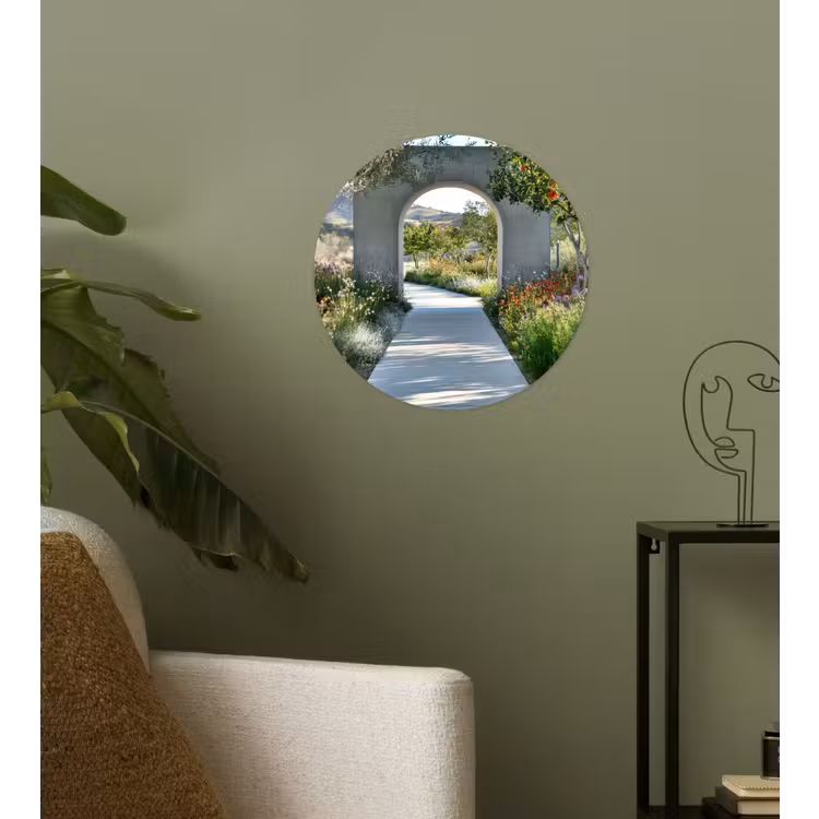 Doorkijk - Pad - Beton - Landschap Wandcirkel behangsticker klein -sfeer2