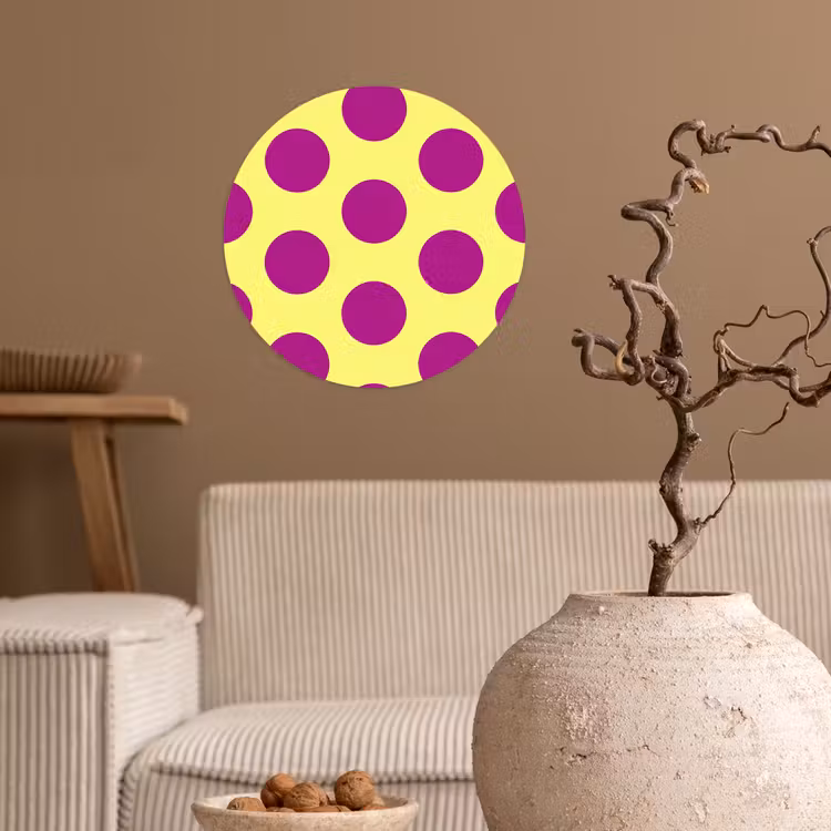 Dots - Klassiek - Geel Wandcirkel behangsticker klein 186 -sfeer1