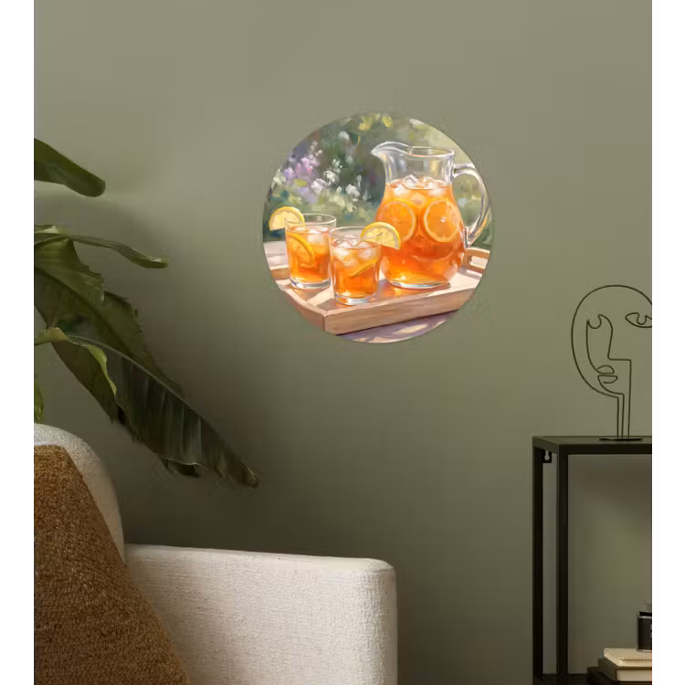 Drank - Citroen - Zomer - Tuin - Geel Wandcirkel behangsticker klein -sfeer2