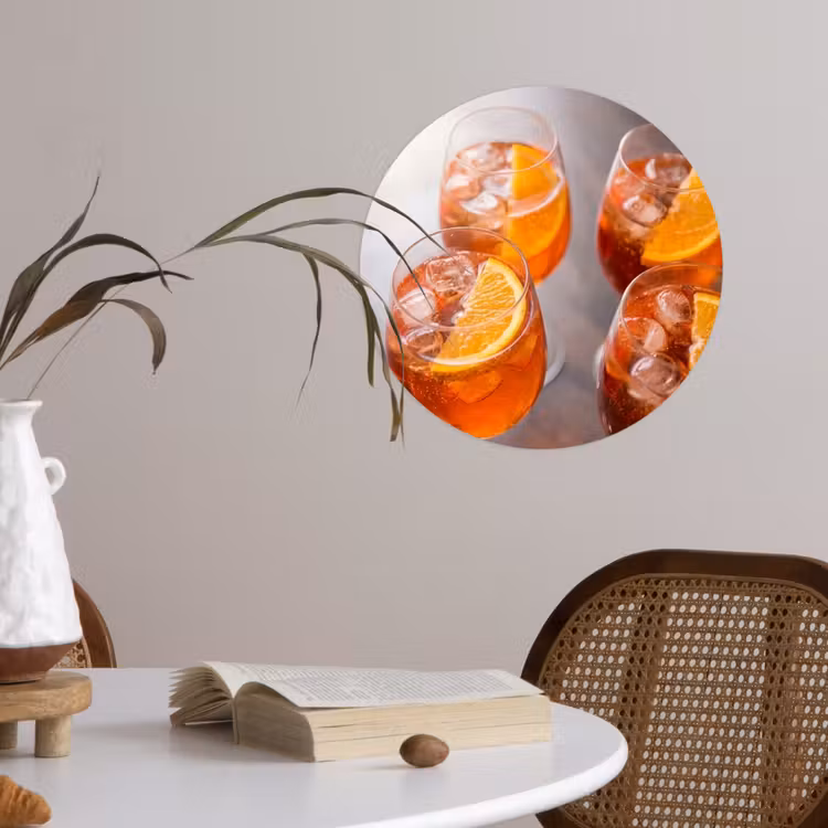 Drank - Sinaasappel - IJs - Zomer - Oranje Wandcirkel behangsticker klein -sfeer3