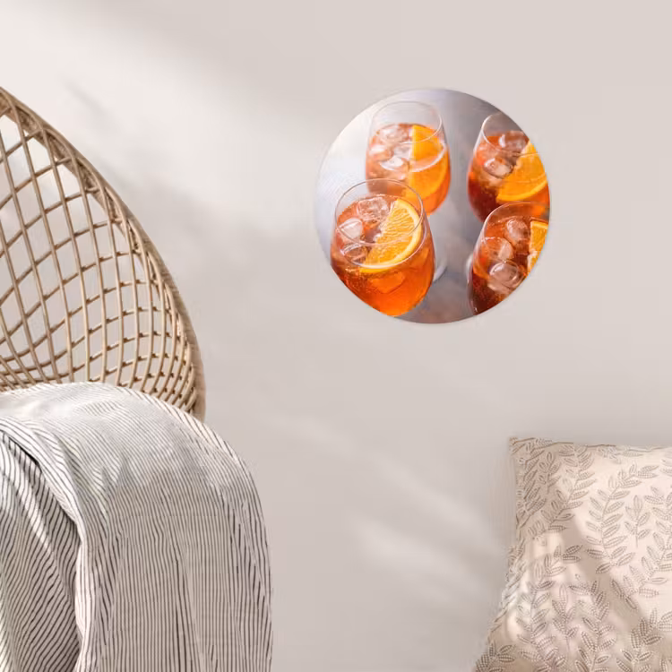 Drank - Sinaasappel - IJs - Zomer - Oranje Wandcirkel behangsticker klein -sfeer4