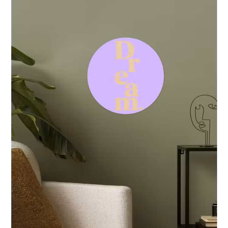 Dream - Paars - Typografisch Wandcirkel behangsticker klein -sfeer2