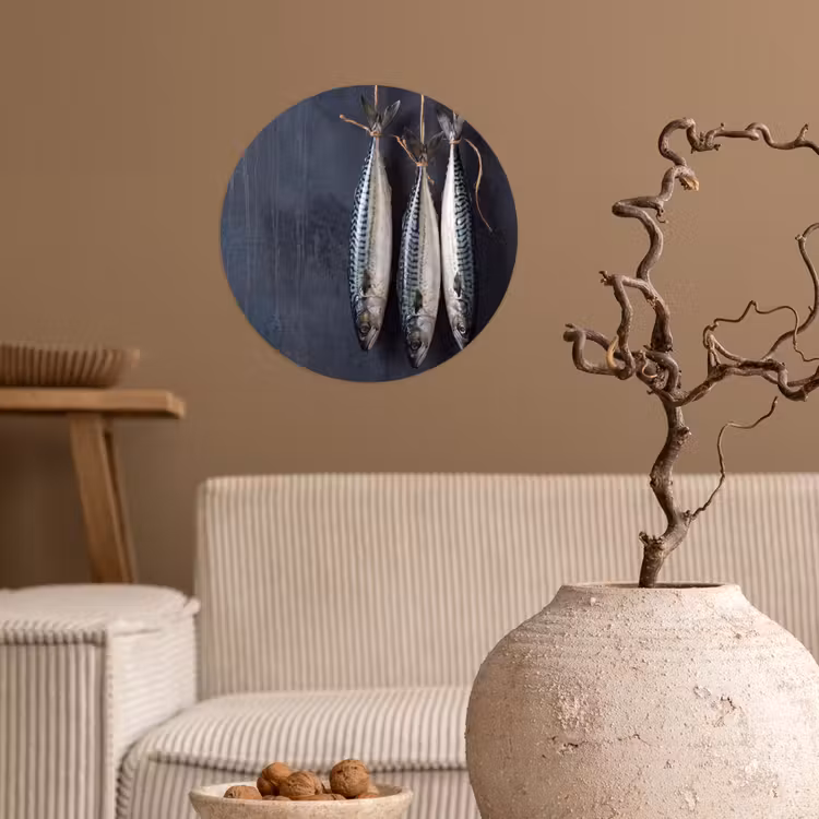 Behangcirkel - Drie vissen - Touw - Drie vissen - Touw Wandcirkel behangsticker klein