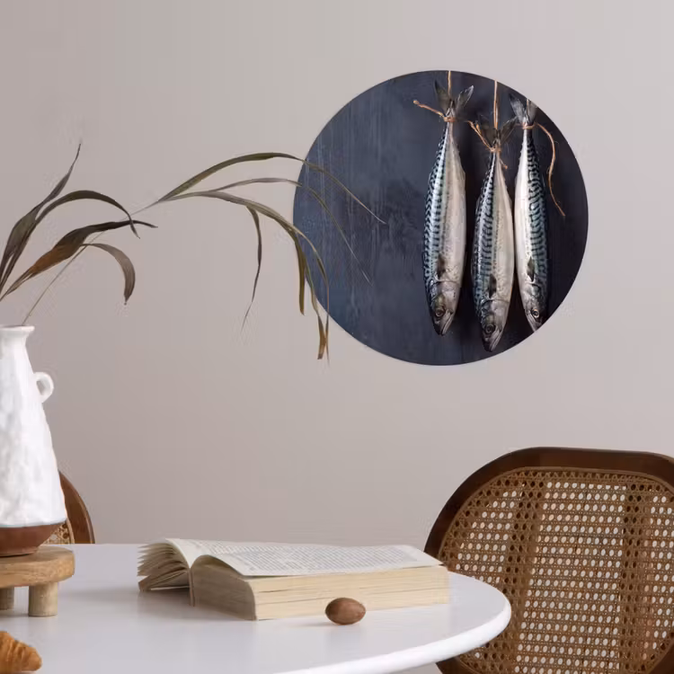 Behangcirkel - Drie vissen - Touw - Drie vissen - Touw Wandcirkel behangsticker klein