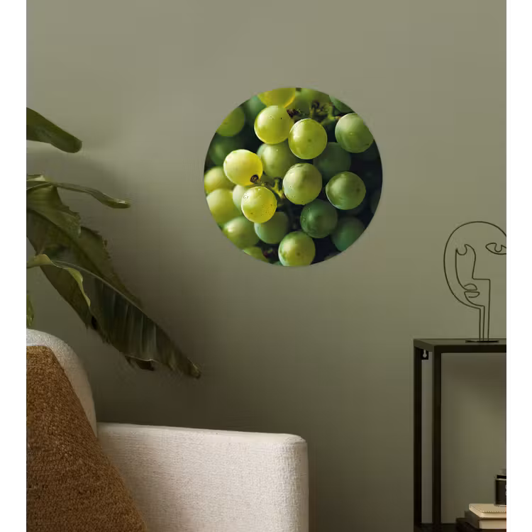 Druiven - Tros - Groen Wandcirkel behangsticker klein -sfeer2