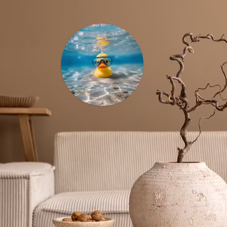 Duikbril - Eend - Water Wandcirkel behangsticker klein -sfeer1