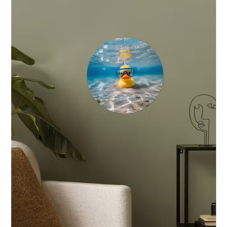 Duikbril - Eend - Water Wandcirkel behangsticker klein -sfeer2