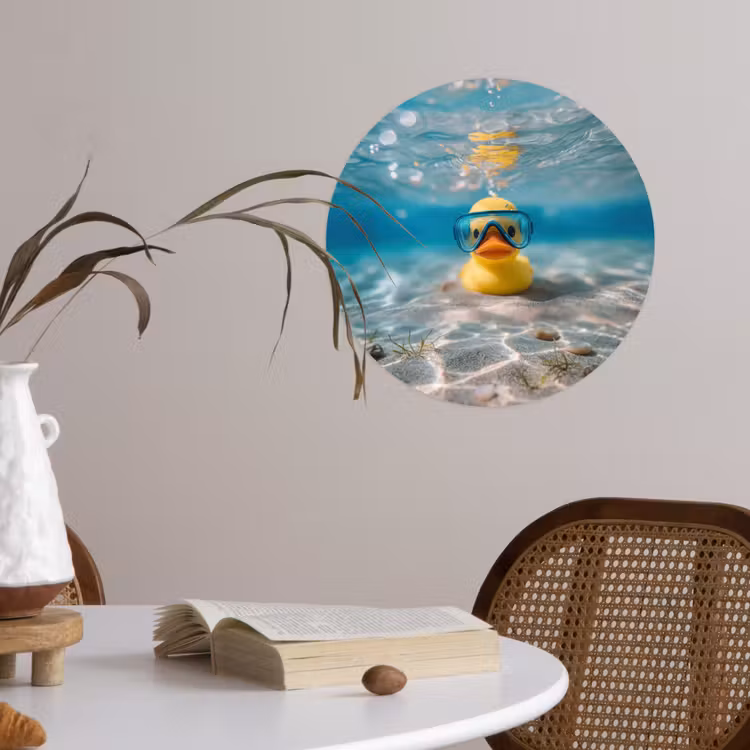 Duikbril - Eend - Water Wandcirkel behangsticker klein -sfeer3