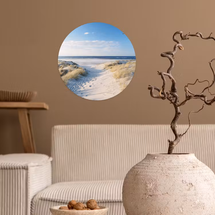 Duin - Meeuw - Strand - Zee - Zon Wandcirkel behangsticker klein -sfeer1